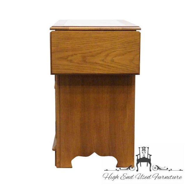 Thomasville Furniture Homecoming Collection Solid Oak Rustic Country Style 56" Drop Leaf Server Buffet W. Granite Top For Sale - Image 16 of 18
