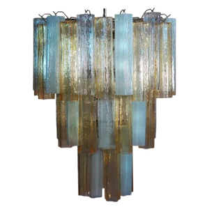 Murano Glass Tube Chandelier from Venini, 1980s