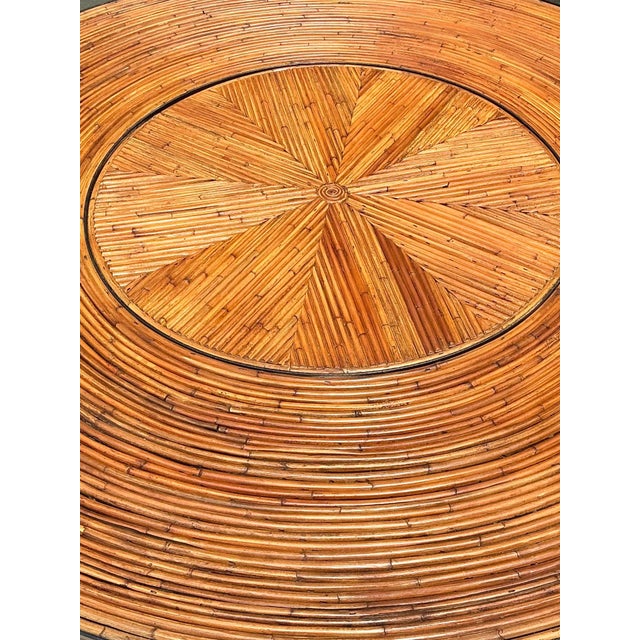 Chocolate Vintage Pencil Reed and Metal Dining Table For Sale - Image 8 of 15