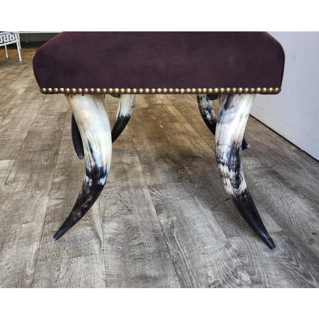Anthony Redmile Mid 20th Century Hollywood Regency Steer Horn Bench/Ottoman - Manner of Anthony Redmile For Sale - Image 4 of 15