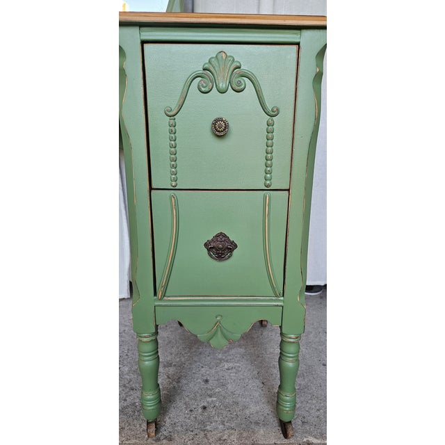 Vanity With Mirror, Vintage Piece, Circa 1930's, Green Boho Style For Sale - Image 12 of 14