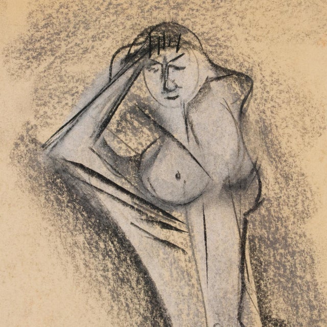 John Begg Cubist Nude Study Pastel Painting by John Begg, Circa 1950 For Sale - Image 4 of 11