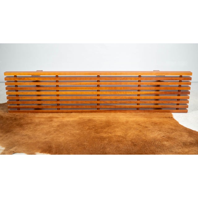 Mid Century Charles Webb Cherry Wood Slat Bench, 1990s. For Sale - Image 15 of 17