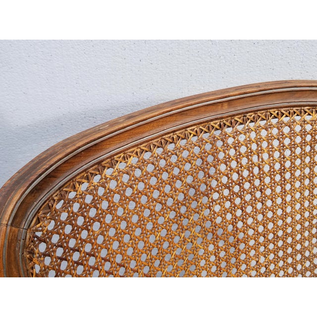 Wood Vintage Mid Century French Provincial Country White Floral Cane Back Accent Chairs - a Pair For Sale - Image 7 of 13