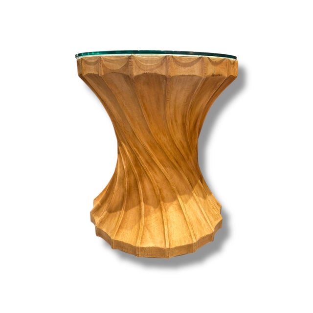 Mid-Century Modern 1990s Round Side Table With Glass Top For Sale - Image 3 of 3