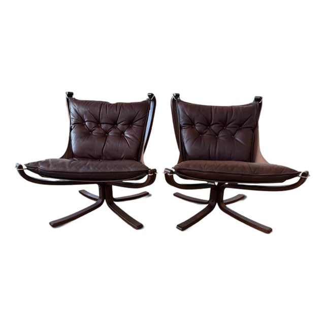 Pair of Vintage Mid-Century Modern "Falcon" Low-Back Lounge Chairs by Sigurd Ressell for Vatne Møbler For Sale