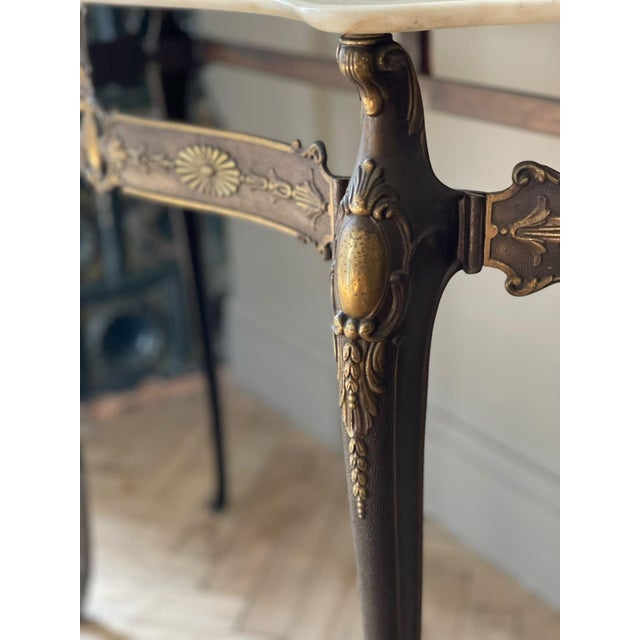 2000 - 2009 Vintage Italian Console Table with Marble Top, 1960 For Sale - Image 5 of 8