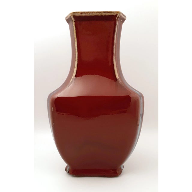 Late 19th Century Chinese Porcelain Flambe Glaze Triangular Vase For Sale - Image 11 of 11