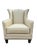 Pair of Vintage Henredon Wingback Chairs – Ivory Leather, Geometric Upholstery, Nailhead Trim Add timeless sophistication...