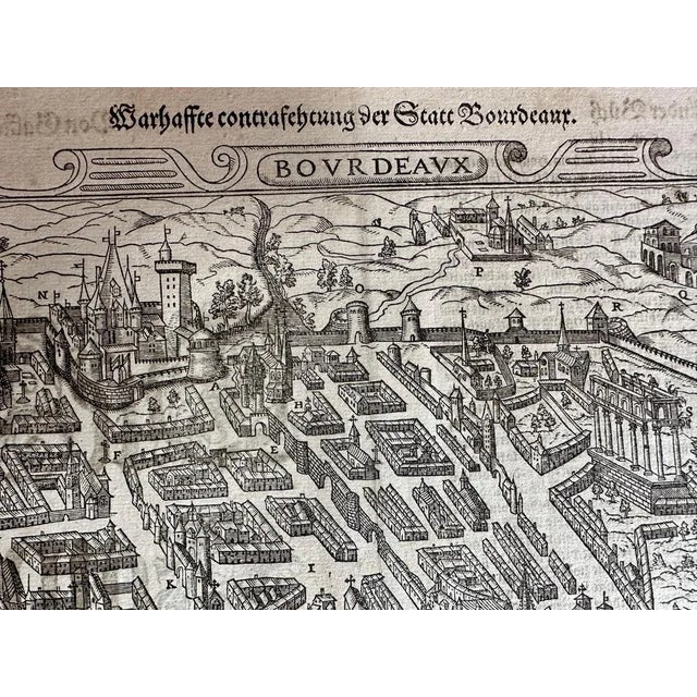 Braun & Hogenberg, Bordeaux City View, Original Woodcut, 1575 For Sale - Image 7 of 10