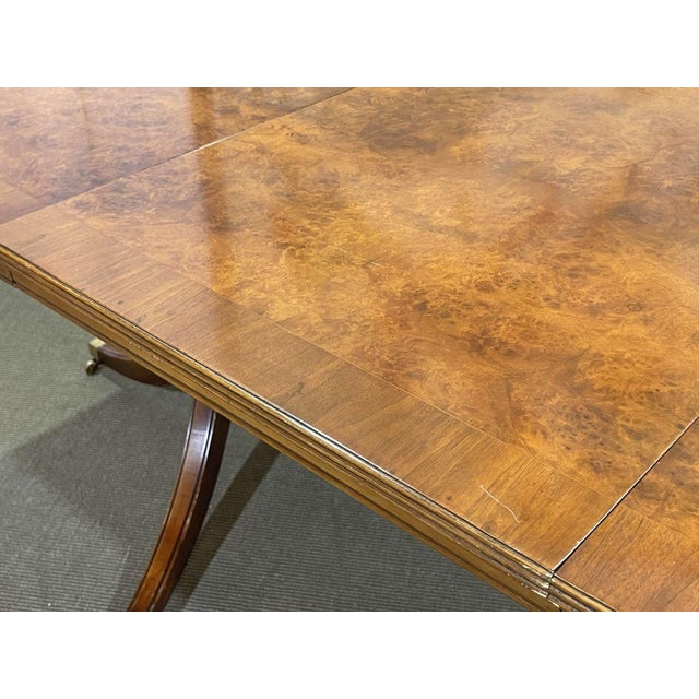 Brown Vintage Regency Style Table in Walnut and Beech Burl, 1980s For Sale - Image 8 of 16