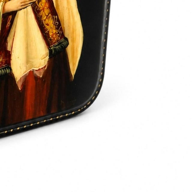 Jewelry Lacquered Box with Gold Leaf by Fedoskino For Sale - Image 5 of 6