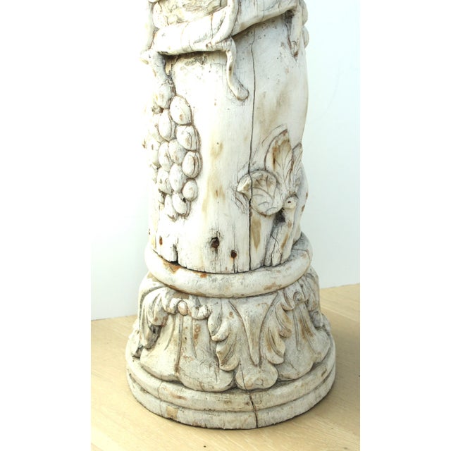 1940s 1940's Carved European Acanthus Leafs Plant Stand/Weathered White/38" For Sale - Image 5 of 7