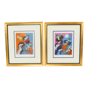 Vintage 1980s Ben Avram Judaica Offset Lithograph - a Pair