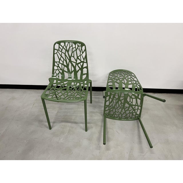Fast Forest Chairs in Forest Green Powder-Coated Aluminum, 2010s, Set of 2 For Sale - Image 9 of 12