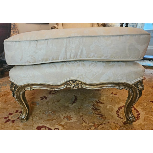 Late 19th Century Pair of French-Style Louis XV Bergere Chairs and an Ottoman For Sale - Image 9 of 18
