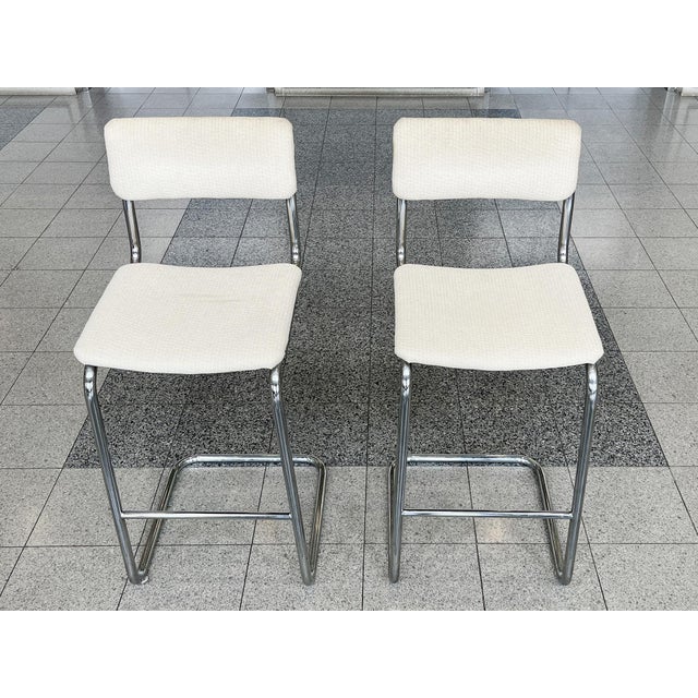 Marcel Breuer Bauhaus Style Tubular Chromed Steel Barstools - A Pair For Sale - Image 4 of 15