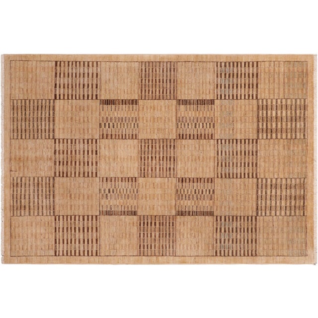 Shabby Chic Gabbeh Beige/Tan Wool Rug - 6'0'' X 8'9'' For Sale - Image 9 of 10