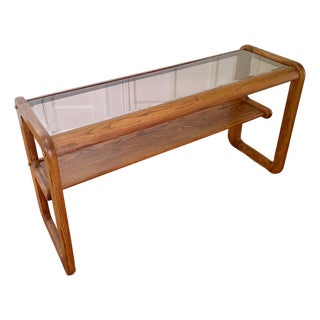 Vintage 1970s Modern Lou Hodges Style Oak Console Table For Sale