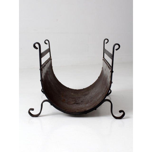 Vintage Iron and Steel Fireplace Log Holder For Sale - Image 15 of 17