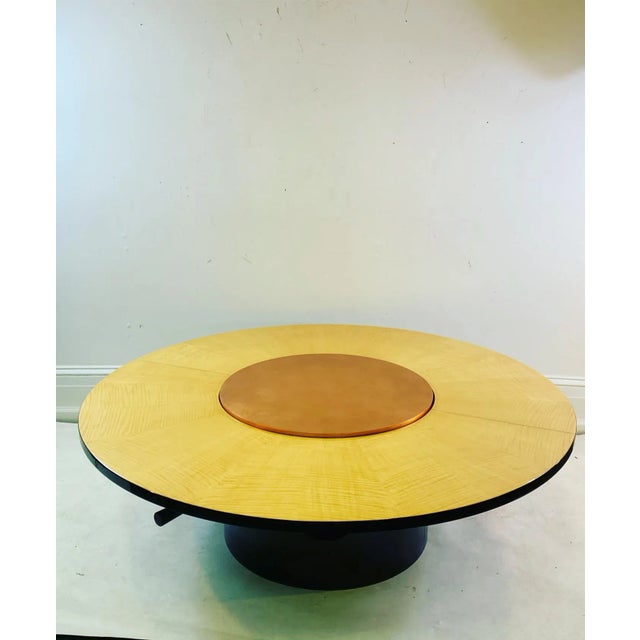 Rare Post Modern Blond Zebra Striped Pattern Book Matched Veneer Wood And High Gloss Lacquer Metallic Copper Leaf Wood...