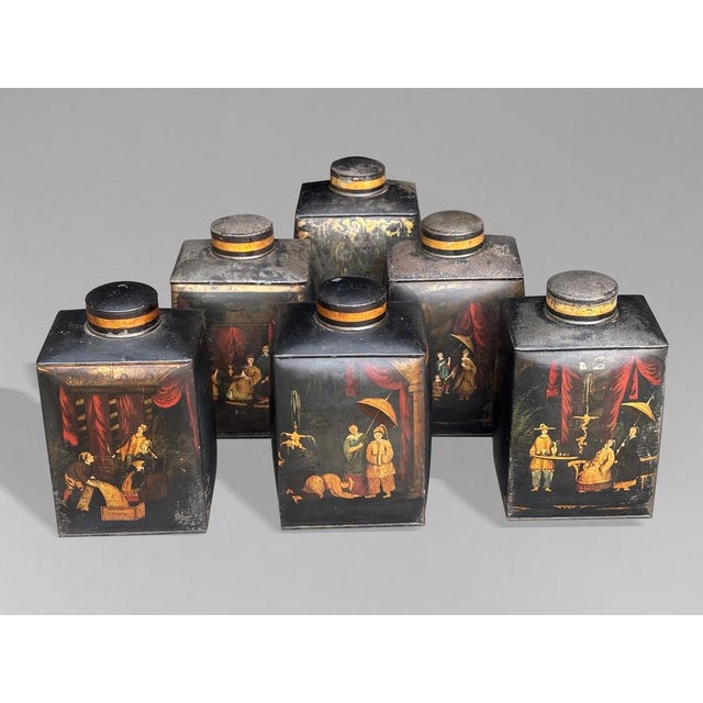 William IV Painted Toleware Tea Canisters, 1830s, Set of 3 For Sale - Image 6 of 8