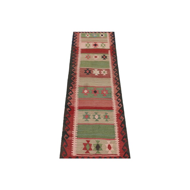 1950s Vintage Persian Kilim Runner in Polychromatic Geometric Patterns by Rug & Kilim For Sale - Image 5 of 7