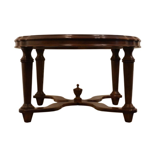 Brown Ethan Allen Collector's Classics Solid Pecan 47" Oval Accent Coffee Table W. Glass Top 13-8511 For Sale - Image 8 of 8