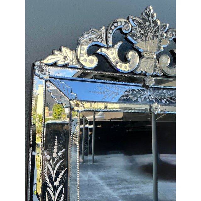 Late 20th Century Vintage Venetian Etched Glass Mirror For Sale - Image 5 of 12