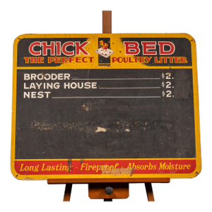 Vintage "Chick Bed" Poultry Litter Chalkboard Store Display Sign