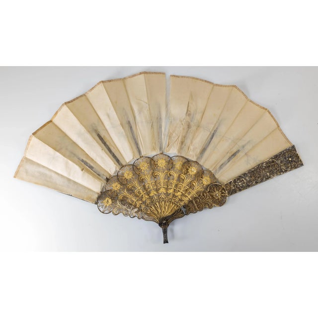 Early 20th Century Gilt Silver Filigree Portuguese Hand Fan For Sale - Image 9 of 14