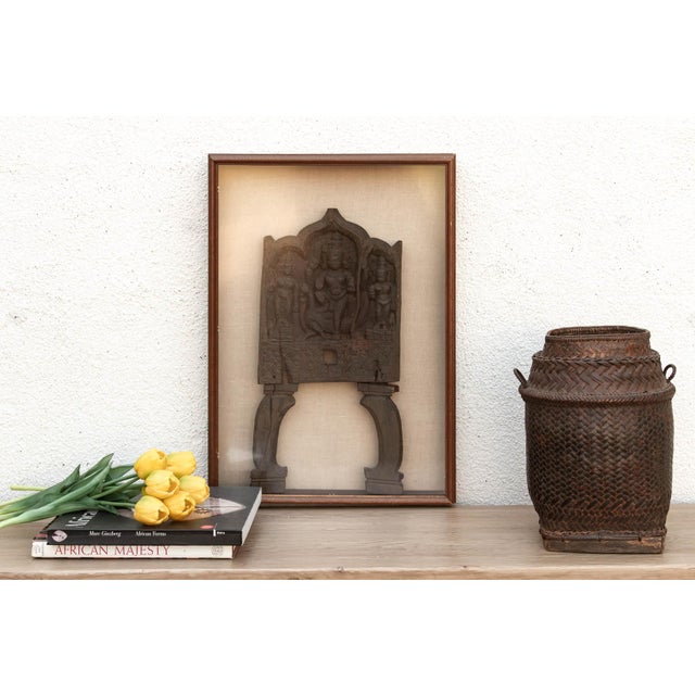 Wood Sacred Wall Art, Framed Antique Chariot Carving For Sale - Image 7 of 7