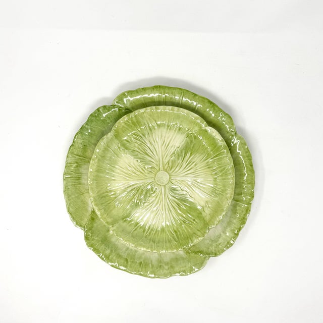 2020s The Mane Lion Handcrafted Italian Radicchio Cabbage Salad Plates, Light Green – Set of Four For Sale - Image 5 of 5