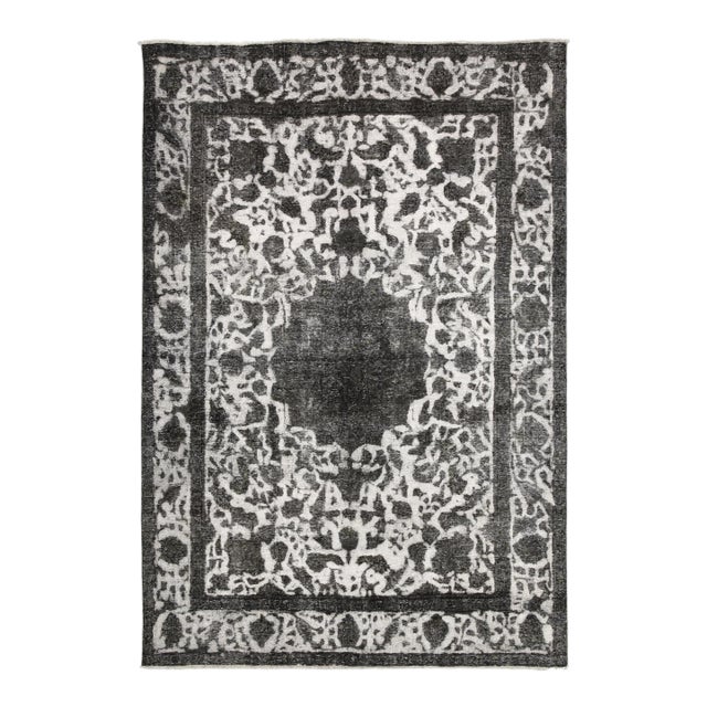 Hand Knotted Vintage Distressed Tabriz Rug. 6'05" X 9'07" For Sale