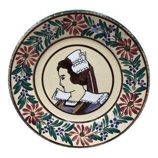 French Faience Plate Quimper, Circa 1920 For Sale