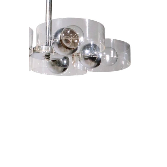 Mid-Century Modern Space Age Chrome and Lucite Chandelier For Sale - Image 3 of 11