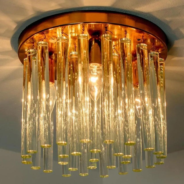 Crystal Glass and Brass Flush Mount by Ernst Palme, 1970s For Sale - Image 10 of 12