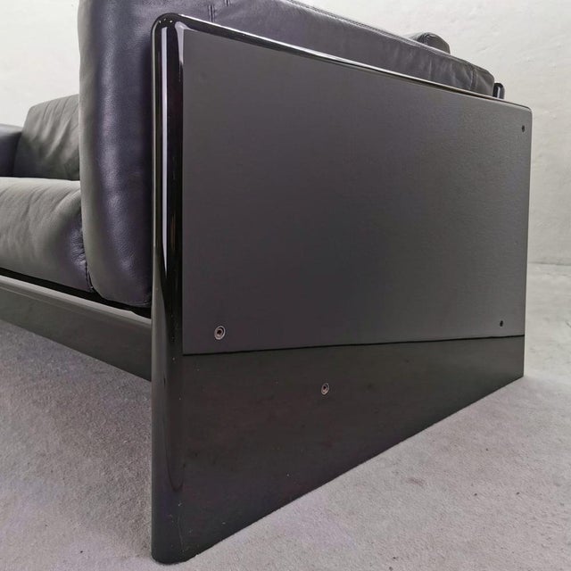 Black Leather Sofa by Gavina for Studio Simon, 1970s For Sale - Image 4 of 15