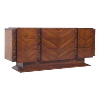 United Tiki Brutalist Mid Century Walnut Lowboy Dresser For Sale