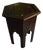 Vintage Authentic Hand Carved Moroccan Side Table Glass Mother of Pearl Inlay For Sale