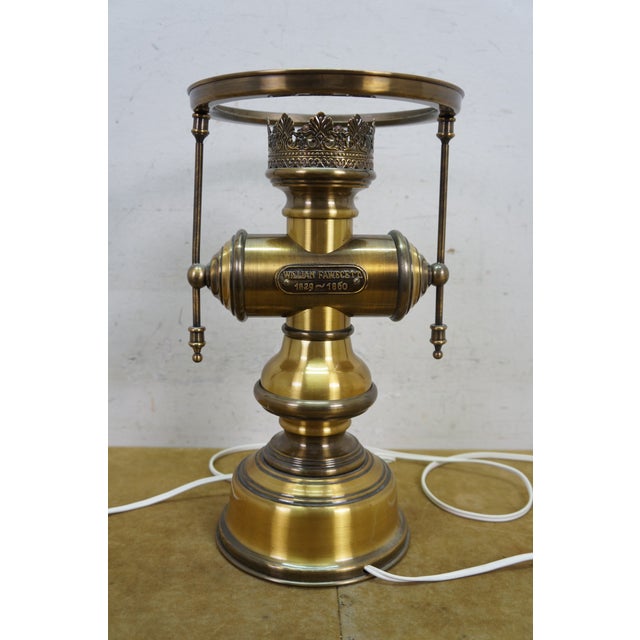 Willian Fawecett Brass Pharmacy Apothecary Library Reading Hurricane Lamp 22" For Sale - Image 11 of 16