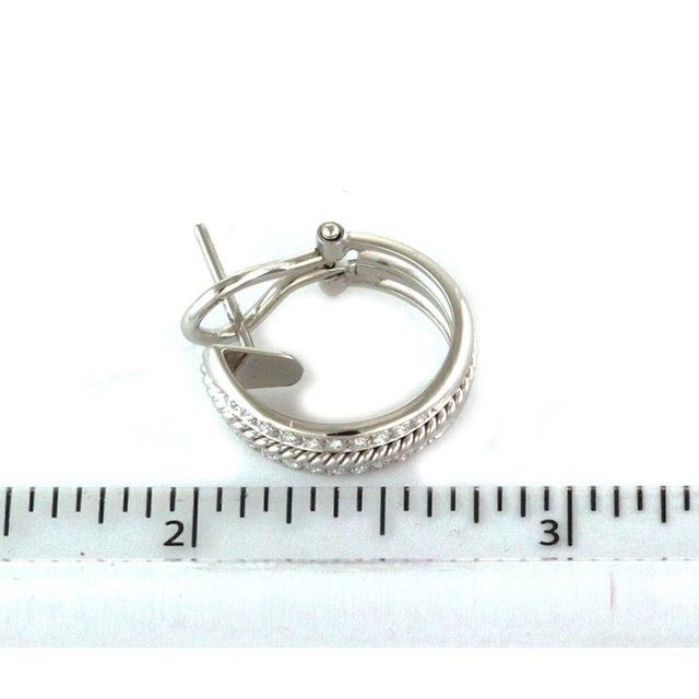 Diamond 18k White Gold Oval Hoop Earrings For Sale In Miami - Image 6 of 6