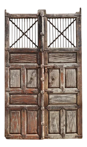 Antique Old Indian Iron X Wood Gates