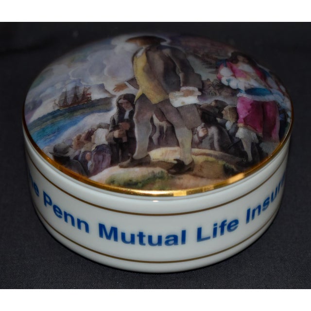 Traditional Vintage Tiffany & Co. Covered Porcelain Box William Penn Historical For Sale - Image 3 of 13