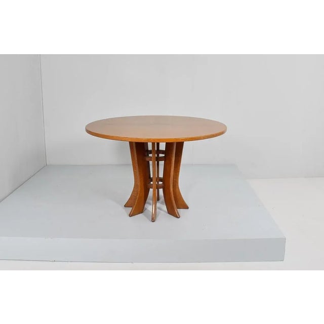 1970s Mid-Century Round Wooden Dining Table in the style of A. Mangiarotti, 1970s For Sale - Image 5 of 11