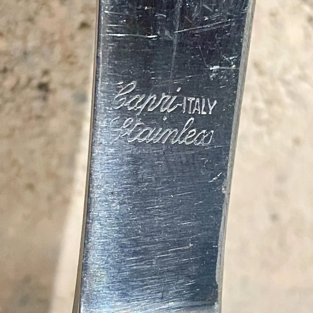 Mid-Century Modern Vintage Mid-Century Modern Stainless Steel Bread Knife Stamped Capri Italy For Sale - Image 3 of 6