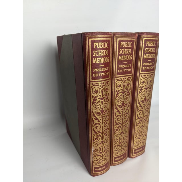 American Antique 1922 Public School Methods Educational Books – Red & Gold 3-Volume Set For Sale - Image 3 of 8