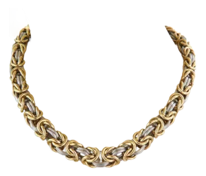Rom Germany 18k Gold & Platinum Byzantine Link Necklace 127g