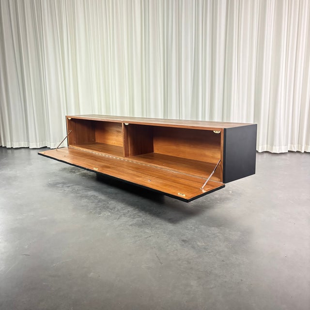 Modern Sideboard with Imitation Leather in Wood and Stainless Steel, 1960 For Sale - Image 10 of 14