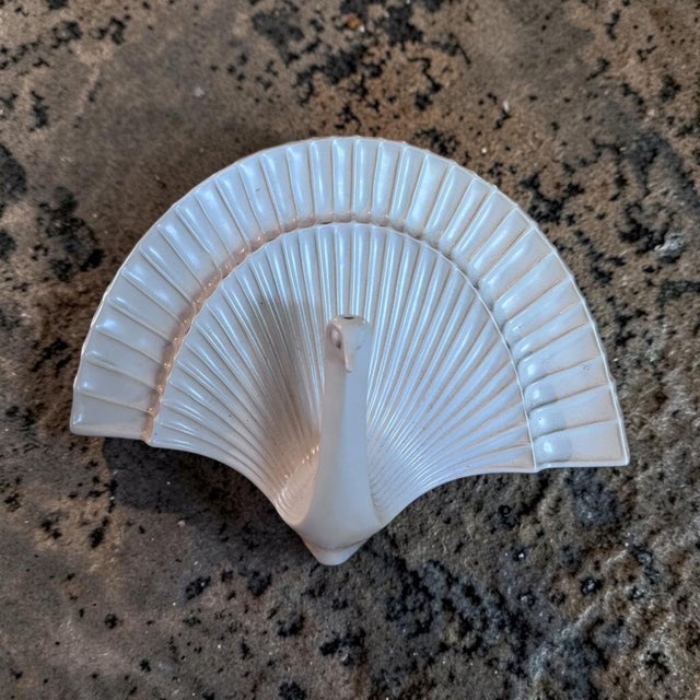 Art Deco Retired Jonathan Adler White Ceramic Peacock Vase Sculpture For Sale - Image 3 of 7